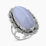 Blue Lace Agate Silver Rings
