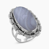 Blue Lace Agate Silver Rings