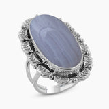 Blue Lace Agate Silver Rings