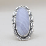 Blue Lace Agate Silver Rings
