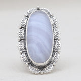 Blue Lace Agate Silver Rings
