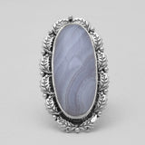 Blue Lace Agate Silver Rings