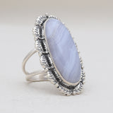 Blue Lace Agate Silver Rings