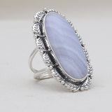 Blue Lace Agate Silver Rings