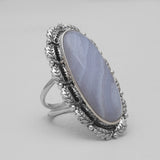 Blue Lace Agate Silver Rings
