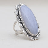 Blue Lace Agate Silver Rings