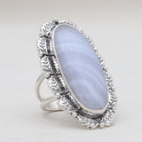 Blue Lace Agate Silver Rings