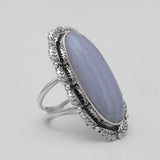 Blue Lace Agate Silver Rings