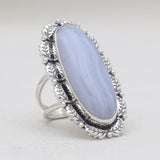 Blue Lace Agate Silver Rings