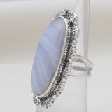 Blue Lace Agate Silver Rings