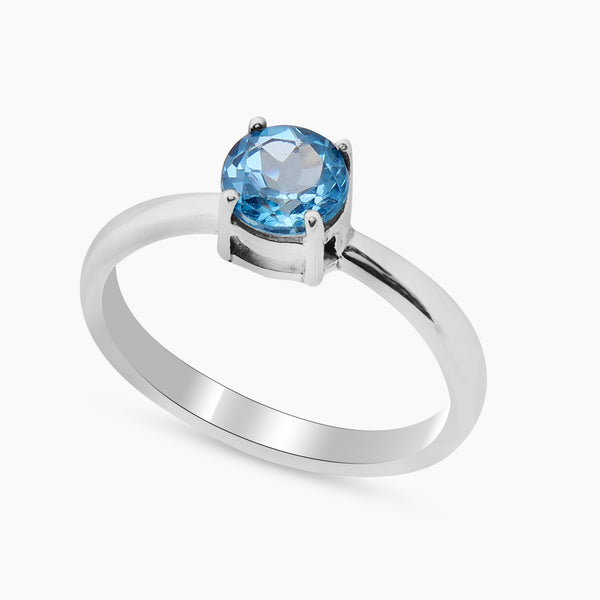 Blue Topaz Silver Rings