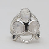 Larimar Three Stone Silver Rings