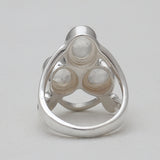 Larimar Three Stone Silver Rings