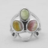Larimar Three Stone Silver Rings