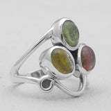 Larimar Three Stone Silver Rings