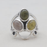 Larimar Three Stone Silver Rings