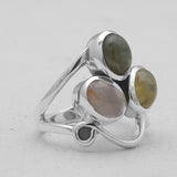 Larimar Three Stone Silver Rings
