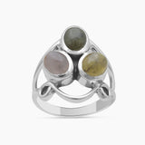 Larimar Three Stone Silver Rings