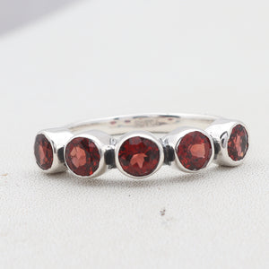 Natural Garnet Silver Ring
