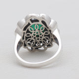 Carving Green Onyx & Emerald Silver Rings