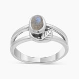Natural Larimar Split Shank Silver Rings