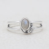 Natural Larimar Split Shank Silver Rings