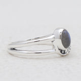 Natural Larimar Split Shank Silver Rings