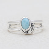 Natural Larimar Split Shank Silver Rings