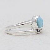 Natural Larimar Split Shank Silver Rings
