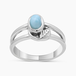 Natural Larimar Split Shank Silver Rings