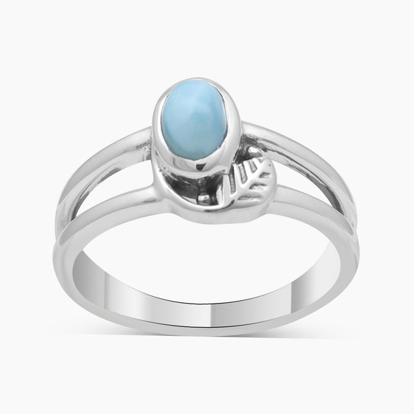 Natural Larimar Split Shank Silver Rings