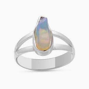 Natural Ethiopian Opal Silver Rings