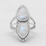 Rainbow Moonstone 925 Sterling Silver Rings