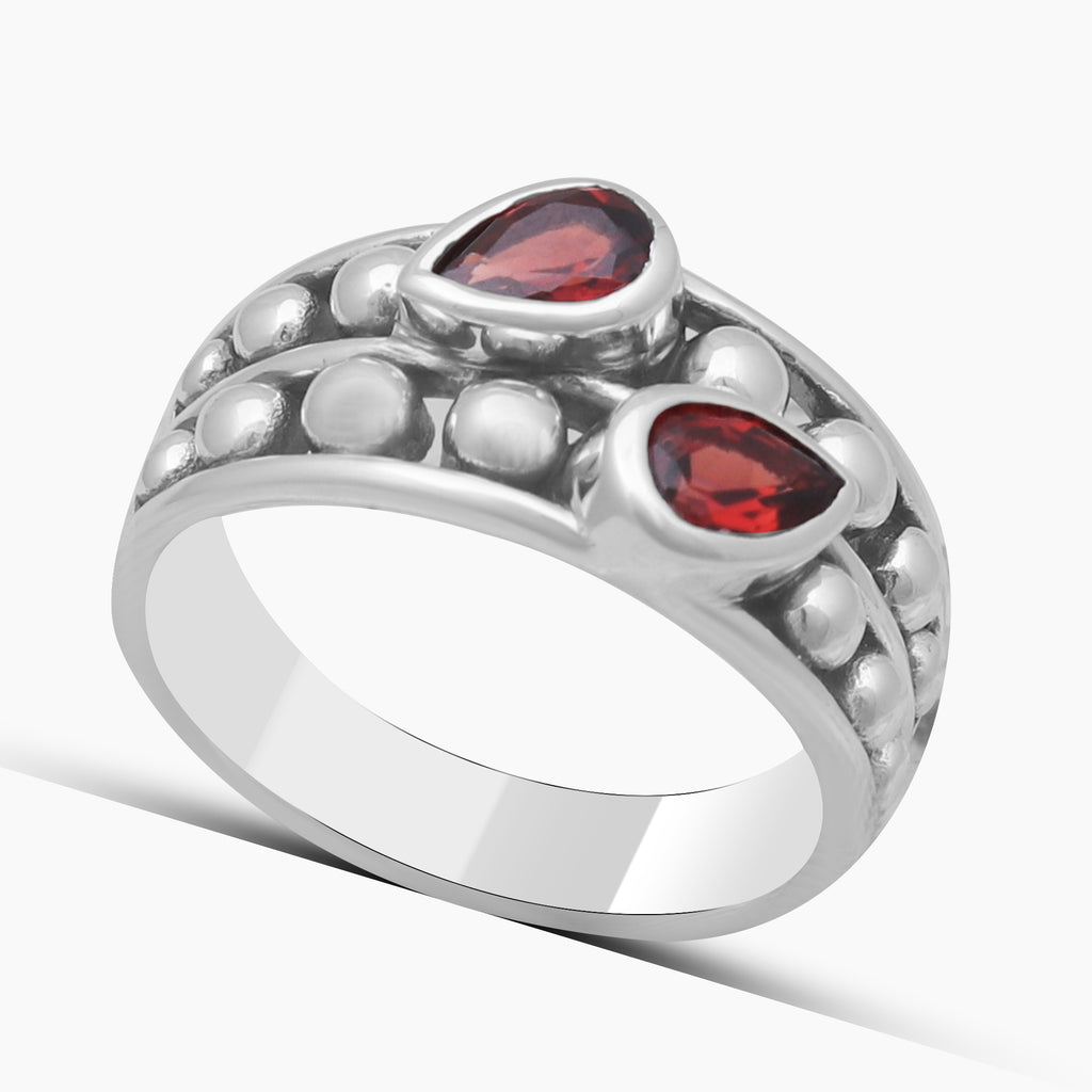 925 Sterling Silver Garnet Rings