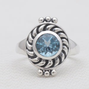 925 Sterling Silver Blue Topaz Rings
