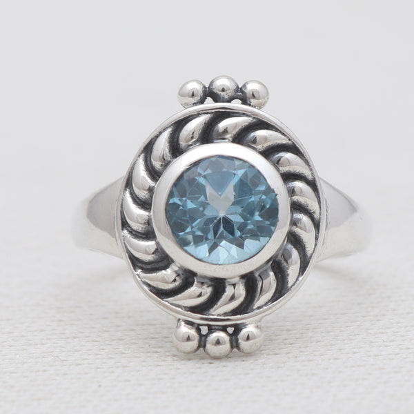 925 Sterling Silver Blue Topaz Rings