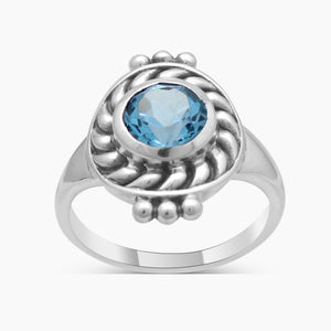 925 Sterling Silver Blue Topaz Rings