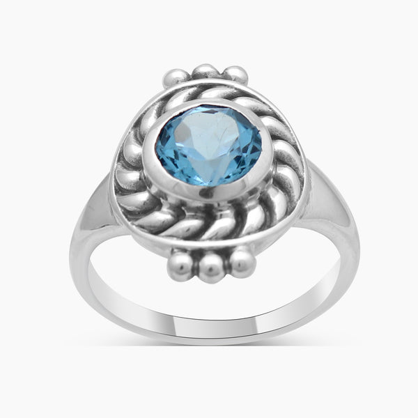 925 Sterling Silver Blue Topaz Rings