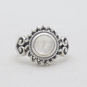 Rainbow Moonstone Silver Rings