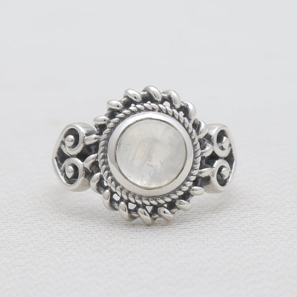 Rainbow Moonstone Silver Rings