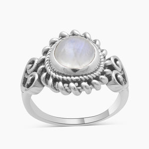 Rainbow Moonstone Silver Rings