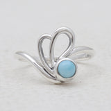 Natural Blue Larimar Swirl Style Rings