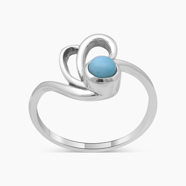 Natural Blue Larimar Swirl Style Rings