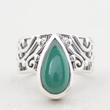Green Malachite Silver Rings