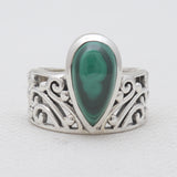 Green Malachite Silver Rings