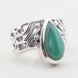 Green Malachite Silver Rings