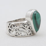 Green Malachite Silver Rings