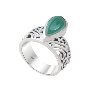 Green Malachite Silver Rings