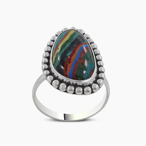 Rainbow Calsilica Silver Rings