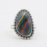 Rainbow Calsilica Silver Rings